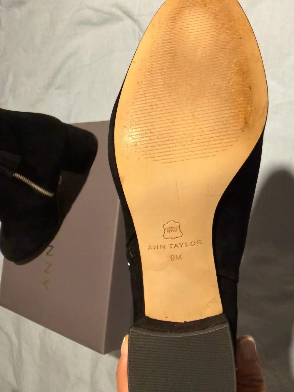 Ann Taylor Black Suede Tassel Zip Ankle Boots